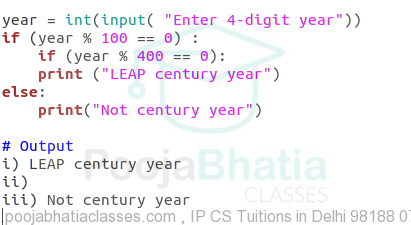 5 What Will Be The Output Of The Following Code Fragment If The Input Given Is I 2000 Ii 1900 Iii 1971 Pooja Bhatia Classes